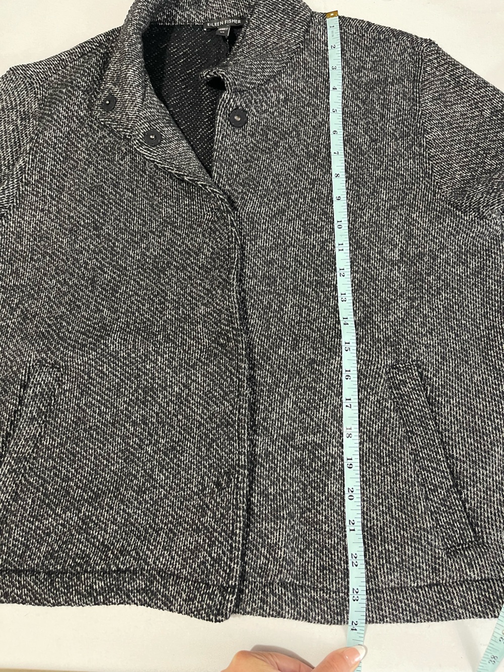 Eileen Fisher Organic Cotton Terry Stand Button Front Collar Small Jacket - Picture 7 of 10